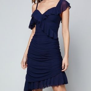 Bebe Ruched Dress in Twilight Blue